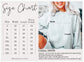Fall Vibes Sweatshirt size chart beside a light gray Gildan 18000 cotton-polyester crewneck sweatshirt