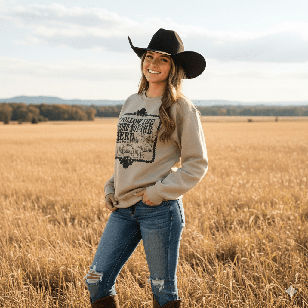 Unisex Follow The Word Not The Herd graphic sweatshirt made of 50/50 cotton-poly, printed on Gildan, made in the USA