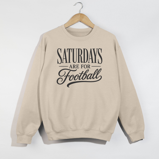 Football Graphic Sweatshirt in beige with black vintage script reading Saturdays Are For Football