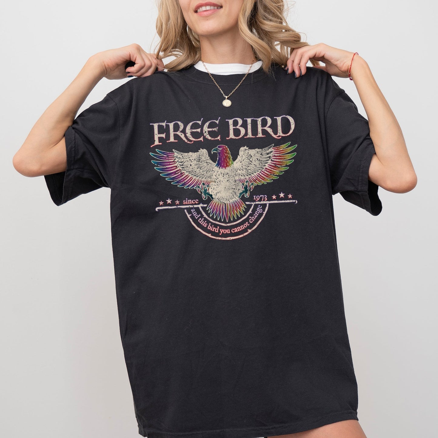 Vintage free bird shirt with classic rock band design