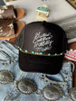 Black Guitars Cadillacs Trucker Hat with breathable mesh back and adjustable snap closure