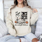 Vintage Halloween skeleton ghost graphic sweatshirt with pumpkin