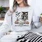 Vintage retro Halloween skeleton ghost graphic sweatshirt with pumpkin