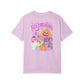 Halloweentown Graphic T-Shirt in lavender cotton with colorful haunted house, pumpkins, ghosts, and jack-o'-lantern graphic