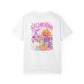 Halloweentown Graphic T-Shirt in white cotton with colourful retro haunted house, pumpkins, ghost and Halloweentown graphic