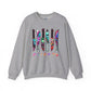 Horror Icons crewneck sweatshirt with neon knives and killers gonna kill design