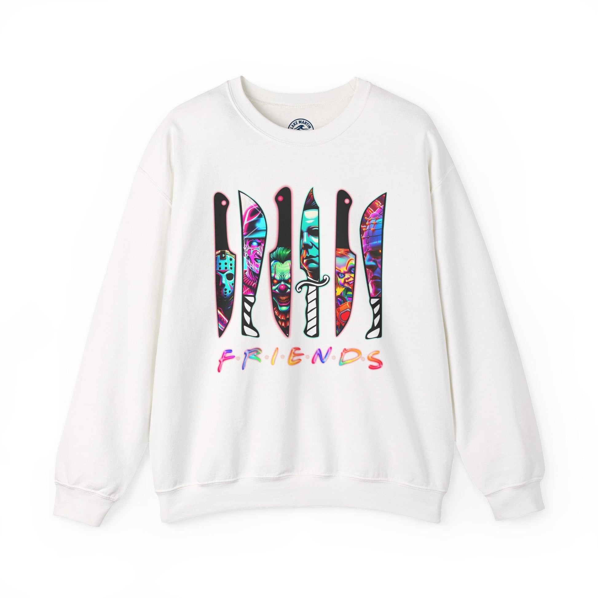 Horror Icons Crewneck sweatshirt with neon knife and killers gonna kill graphics