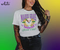 Mardi Gras Social Club cocktail and beads graphic on a White Comfort Colors T-shirt

