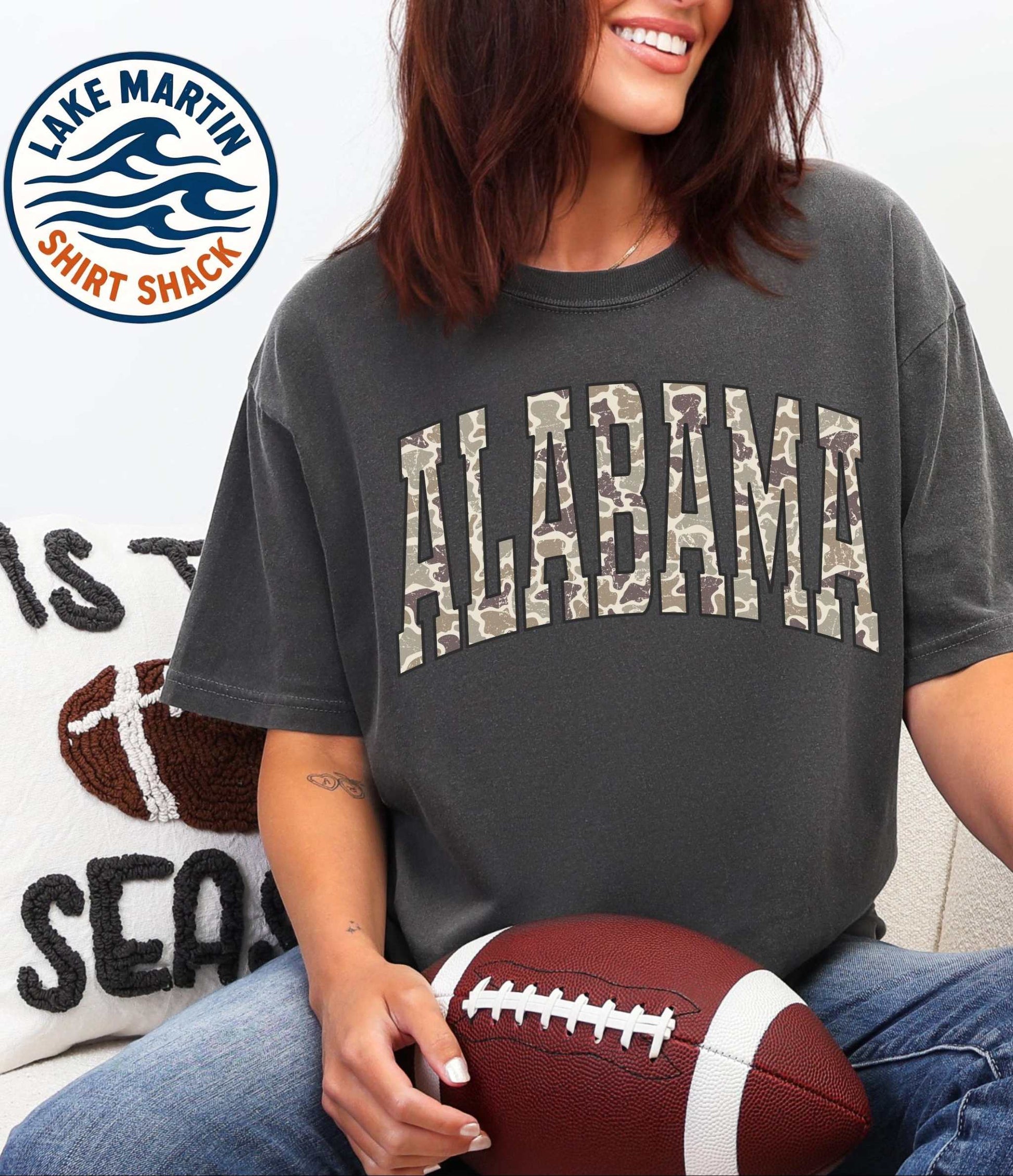 Alabama camo graphic printed on a Comfort Colors T-shirt