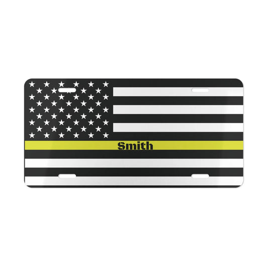 Thin Yellow Line American Flag License Plate
