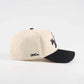 Lone Star Script Hat in beige cotton with black pre-curved brim and embroidered script logo