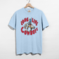 Long Live Cowboys Graphic Tee in light blue with a retro bucking horse and rider graphic and bold red lettering