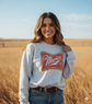 Merica Red Logo graphic sweatshirt made in USA unisex 50/50 cotton poly blend printed on Gildan