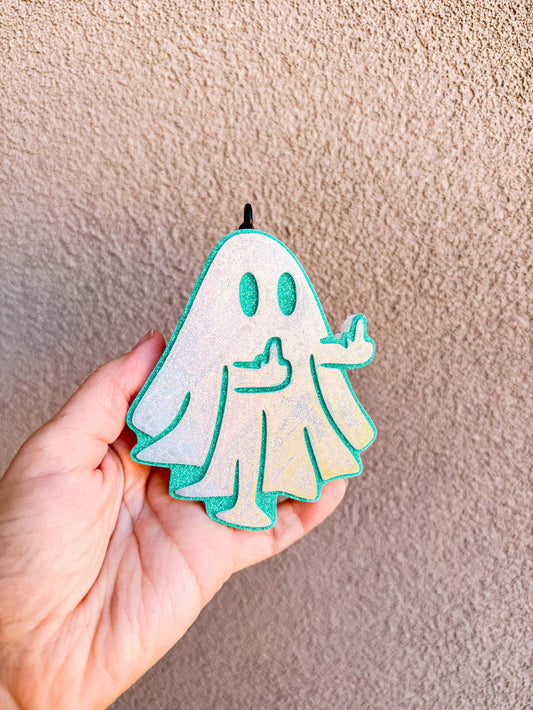 Middle Finger Ghost Freshie air freshener with customizable colors and scents