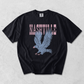Nashville Eagle Graphic Tee in black cotton with distressed pink lettering and a blue flying eagle graphic