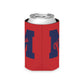 Ole Miss M Logo Can Cooler in red polyester with navy block M and Ole Miss script, foam insulated for cans