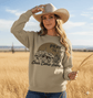 Unisex Pray Til The Cows Come Home graphic sweatshirt made of 50/50 cotton-poly blend printed on Gildan, made in the USA