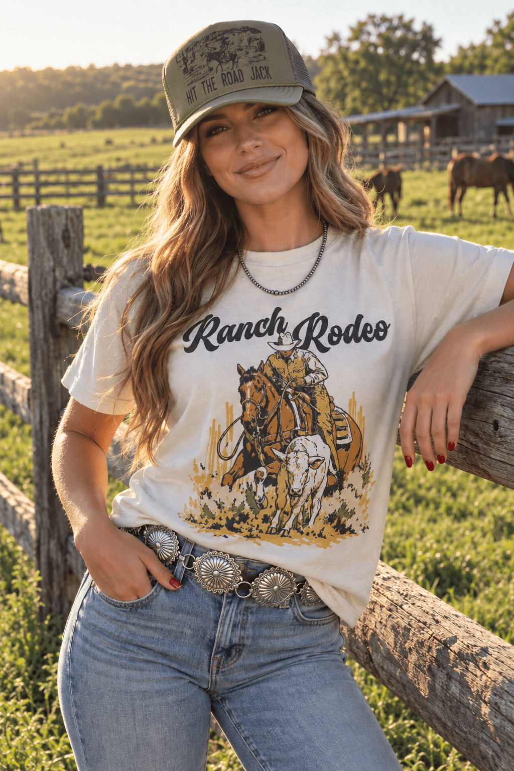 Ranch Rodeo Cowboy roping graphic tee unisex 100% US cotton made in USA