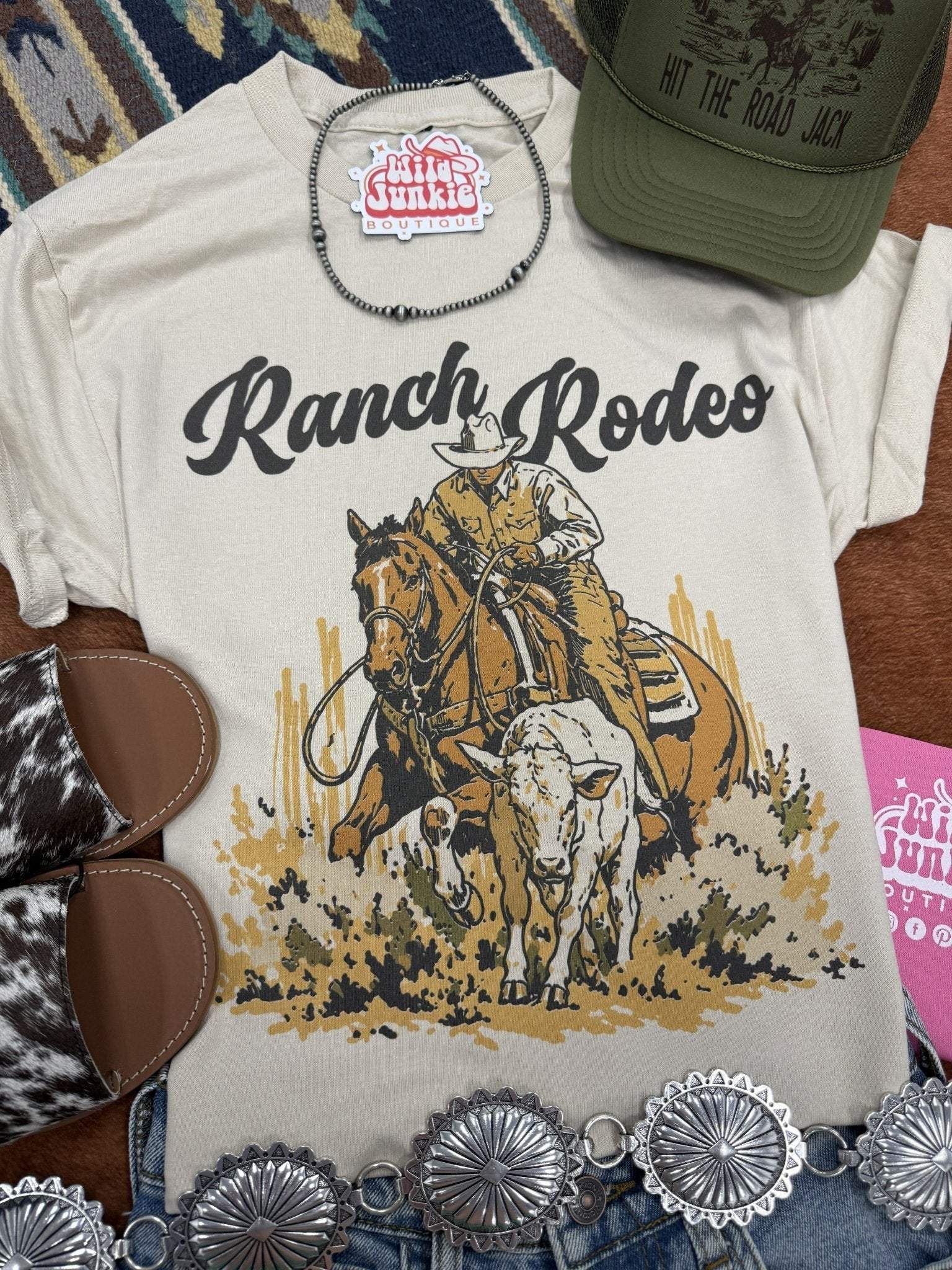Ranch Rodeo Cowboy roping graphic tee unisex 100% US cotton made in USA