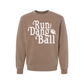 Run the Dang Ball brown pigment-dyed cotton-blend sweatshirt with cream football graphic and ribbed trim
