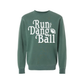 Run the Dang Ball football sweatshirt in muted green cotton blend with bold cream retro lettering and football graphic