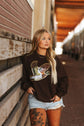 Sequin Mallard Duck patch on unisex 50/50 cotton-poly sweatshirt with shimmering sequins