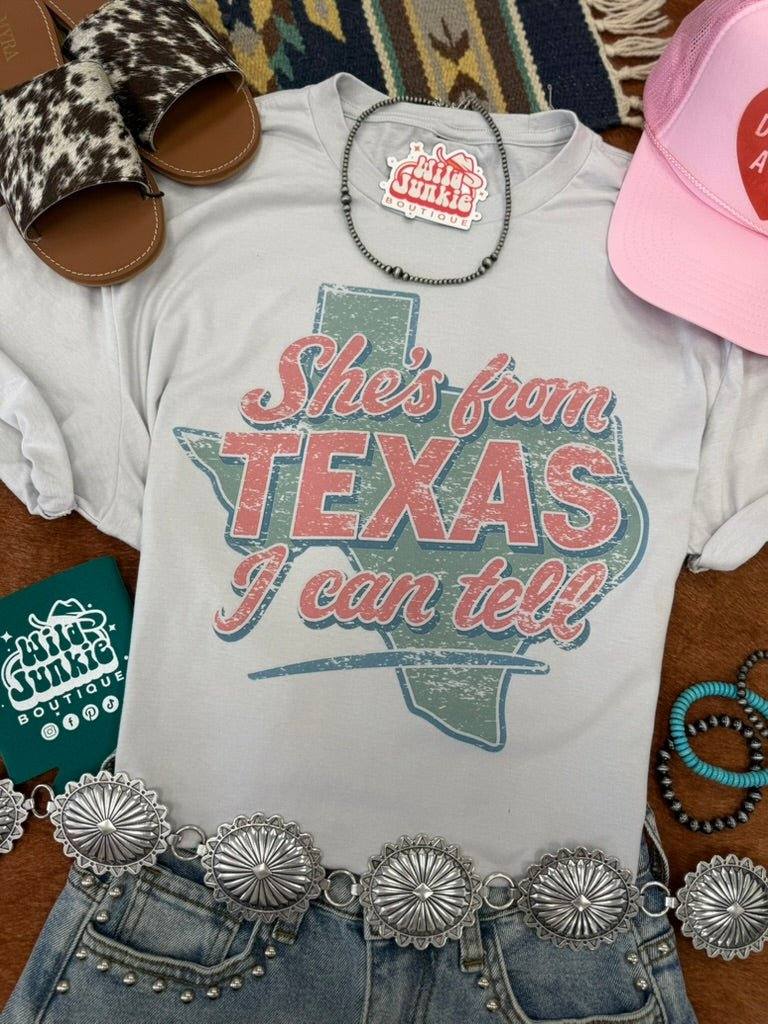 She's From Texas graphic tee unisex cotton shirt made in USA