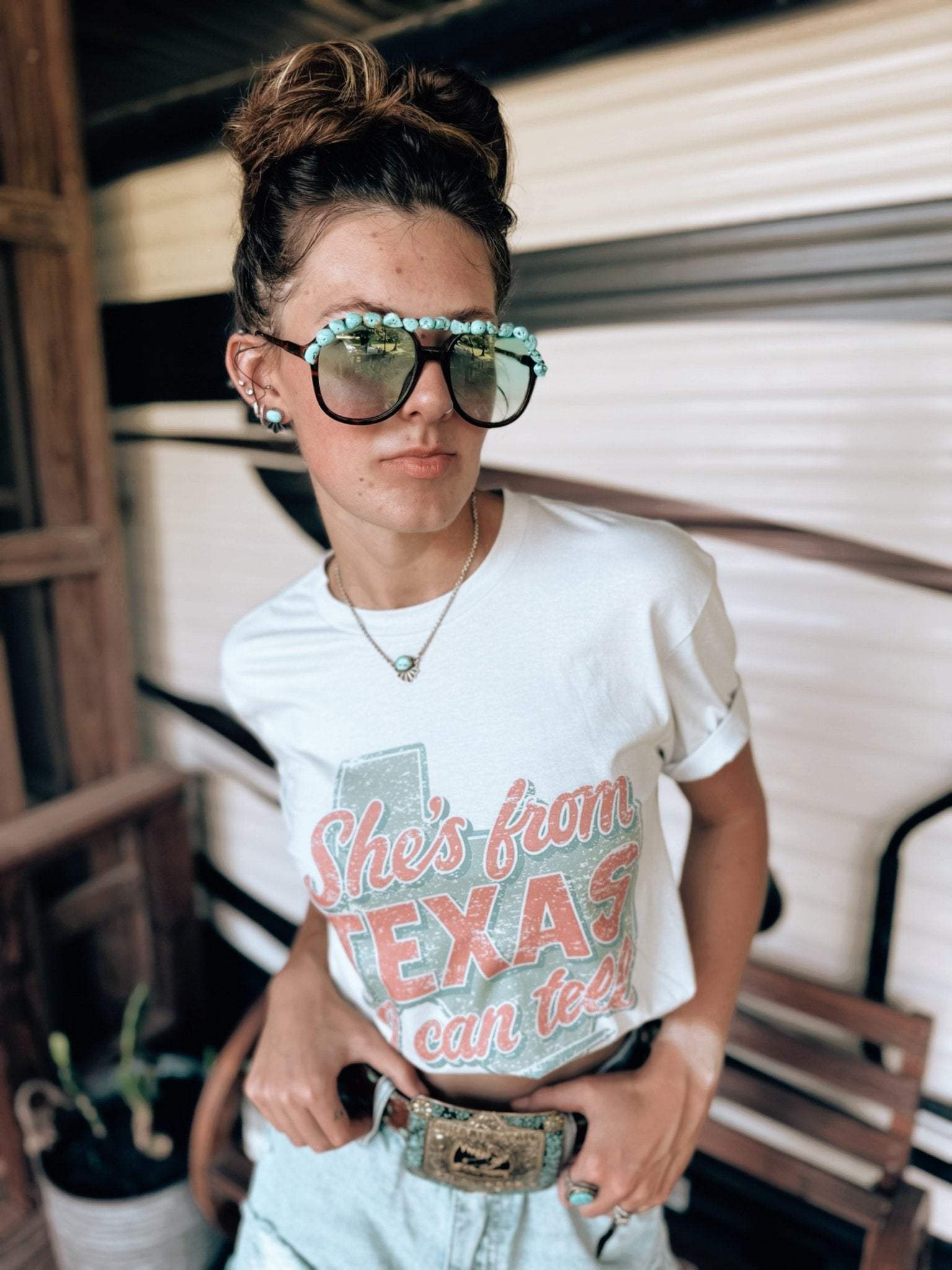 She's From Texas graphic tee unisex cotton shirt made in USA
