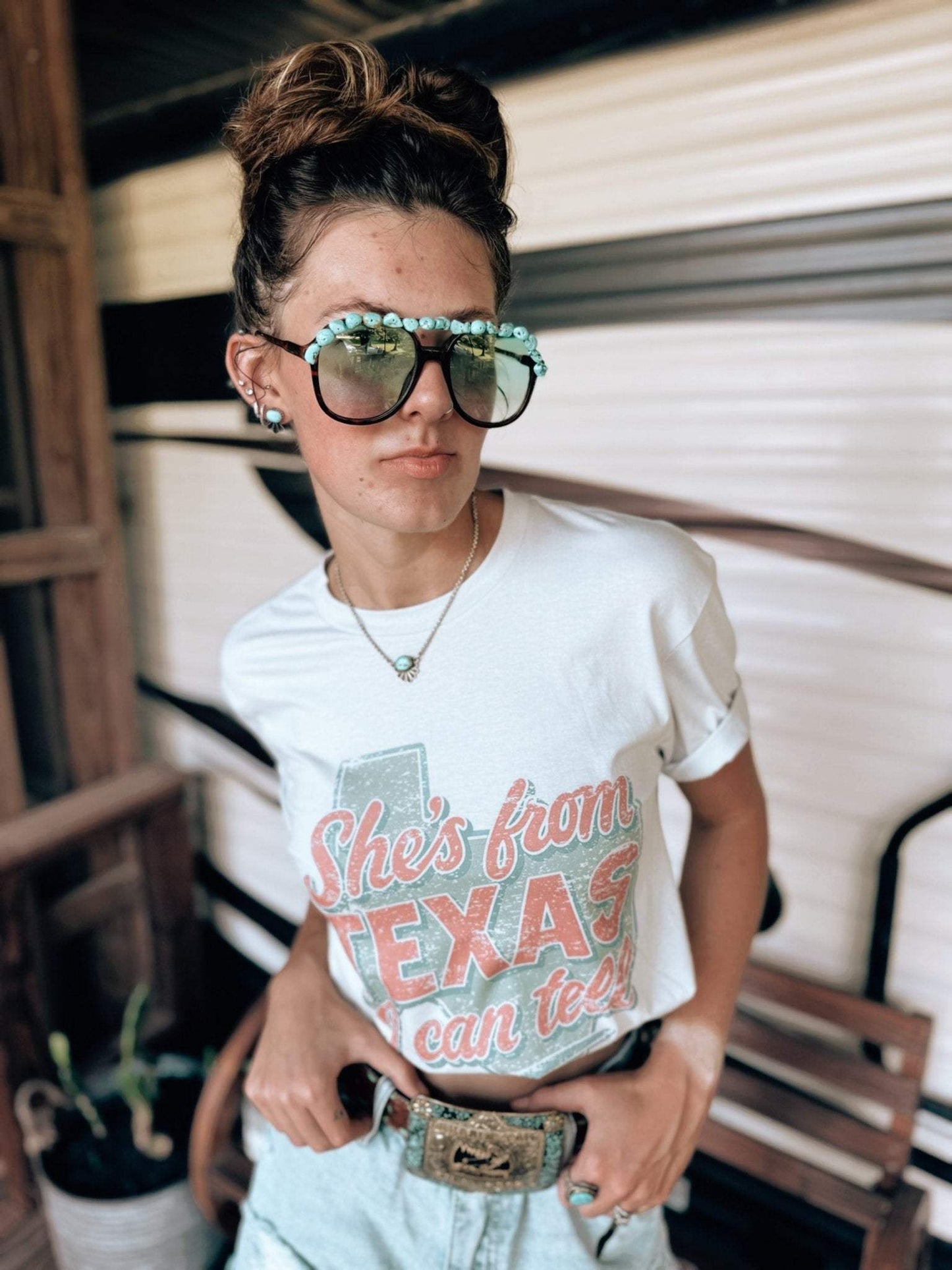 She's From Texas graphic tee unisex cotton shirt made in USA