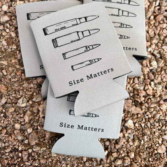 Size Matters Can Cooler with faded graphic design for summer festivities