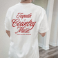 Tequila & Country Music graphic tee in white cotton with bold red script and “Por Favor, Señor” back print