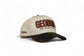 The Camo Georgia Snapback beige trucker hat with camouflage pre-curved brim and Georgia embroidered lettering