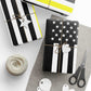 Thin yellow line American flag wrapping paper honoring public safety dispatchers