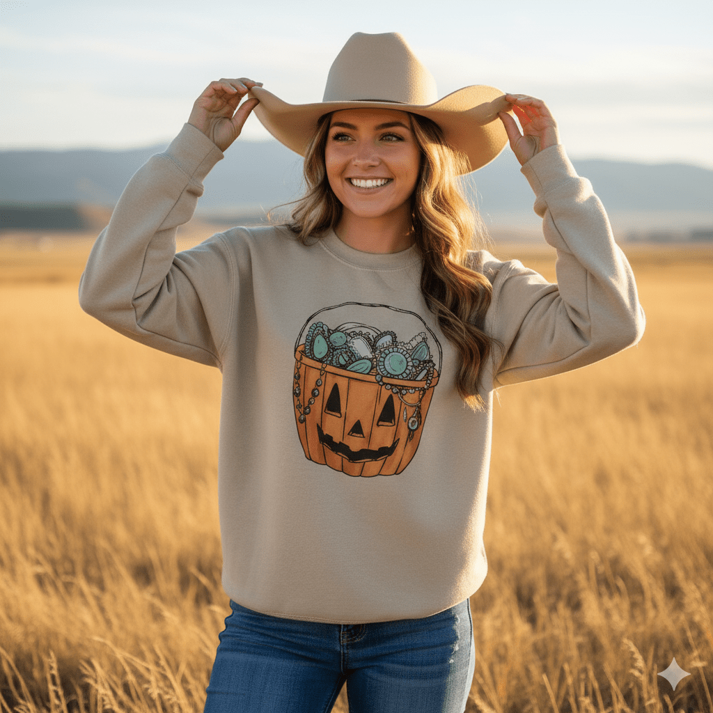 turquoise treats halloween unisex graphic sweatshirt