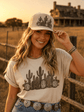 Western Cactus Garden trucker hat with breathable mesh back and adjustable snap closure