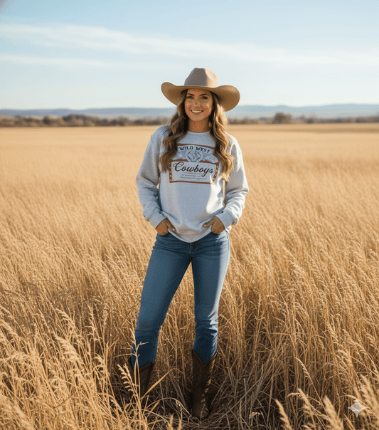 Wild West cowboys logo on western beer graphic sweatshirt