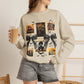 Vintage witch spell collage sweatshirt with Halloween graphic