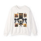 Vintage witch spell collage sweatshirt with Halloween graphics